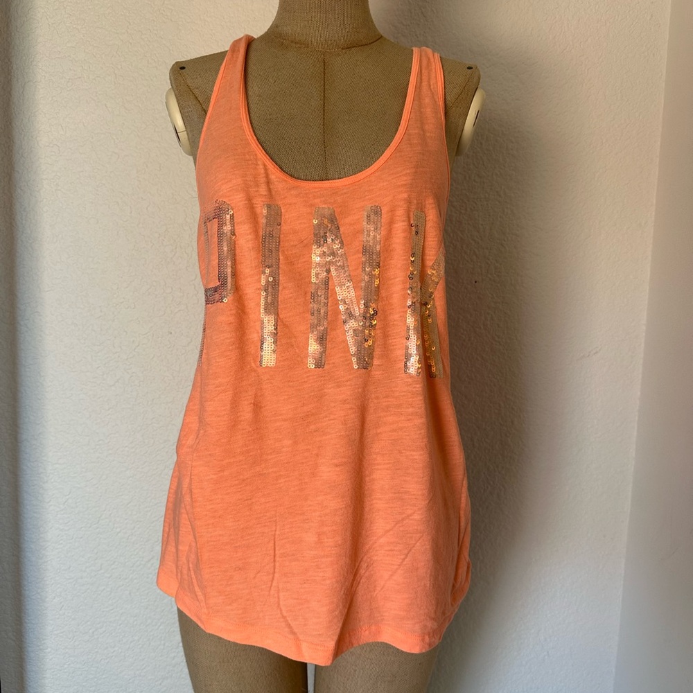 PINK Victoria's Secret Coral Tank Top with Sequin Logo